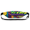 fanny pack with an all over  abstract multicolor geometric design .