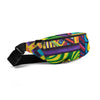 fanny pack with an all over  abstract multicolor geometric design .