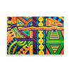 technological hallucination. oil painting using vivd, colorful geometric shapes 24"x36"