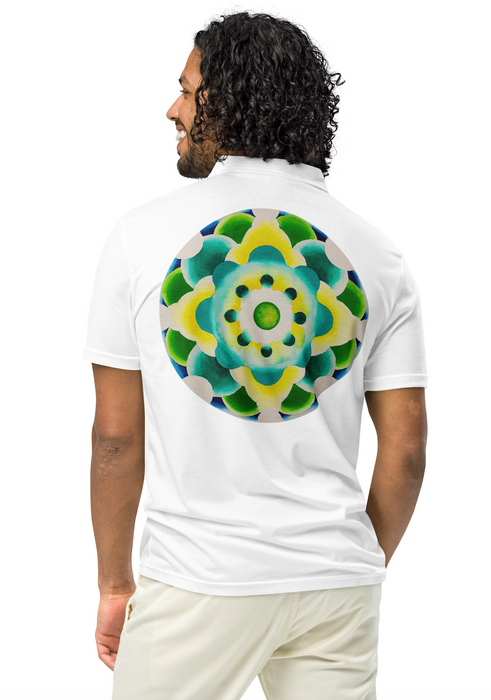 Green Watercolor Mandala Slim Fit Polo