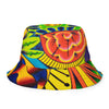 multicolored reversible bucket hat with abstract psychedelic artwork