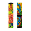 all over print crew socks with an abstract multicolor print