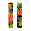 allover print crew socks with an abstract multicolor print