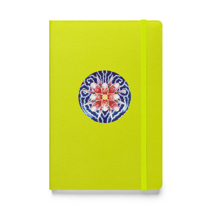 yelllow bound journal with abstract floral art