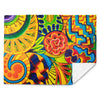 throw blanket with multicolored abstract, geometric imagery