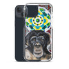 plastic phone case with face of chimp with a psychedelic background