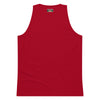 maroon tank top with a circular design on the back of many traditional tattoo designed black panther heads inside of it.