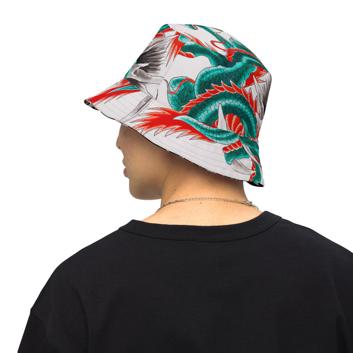 all over print bucket hat with dragons
