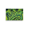 Cellular Railroad – abstract art print in electric lime and blue, 12×18 inches