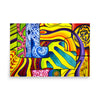multicolored abstract art print in an early 80's style