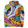 original art hoodie with multicolored all over psychedelic art in a geometric style