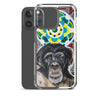 plastic phone case with face of chimp with a psychedelic background