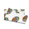 hand towel featuring repeating ovals of multicolored geometric shapes