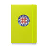 neon yellow bound journal with abstract , psychedelic, mandala floral art