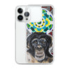 plastic phone case with face of chimp with a psychedelic background