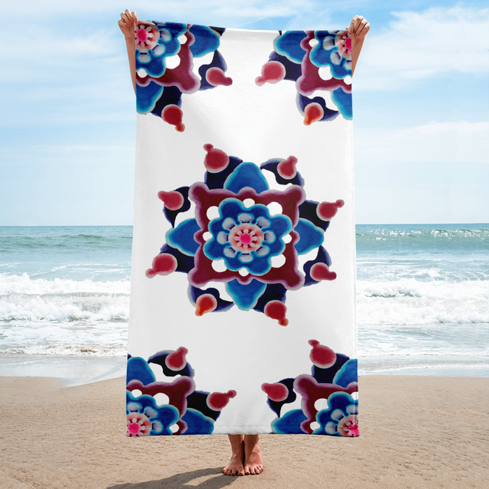Neuron Pinwheel Watercolor Mandala Beach Towel