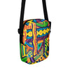 cross body bag with an all over multicolored psychedelic artwork print