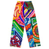 soft track pants with all over geometric abstract, psychedelic colorful designs.