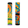 all over print crew socks with an abstract multicolor print