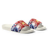 womens sandals with multicolored abstract floral art 