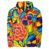 original multi colored psychedelic all over print hoodie in a painterly style