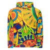 original multi colored psychedelic all over print hoodie in a painterly style