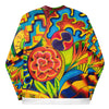a zip up bomber jacket featuring a multi-color all over psychedelic print of geometric shapes