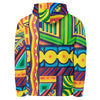 original multi colored psychedelic all over print hoodie in a painterly style