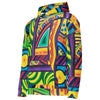 original multi colored psychedelic all over print hoodie in a painterly style