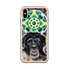 plastic phone case with face of chimp with a psychedelic background
