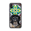 plastic phone case with face of chimp with a psychedelic background