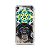plastic phone case with face of chimp with a psychedelic background