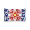 rectangular throw pillow with a colorful floral abstract design