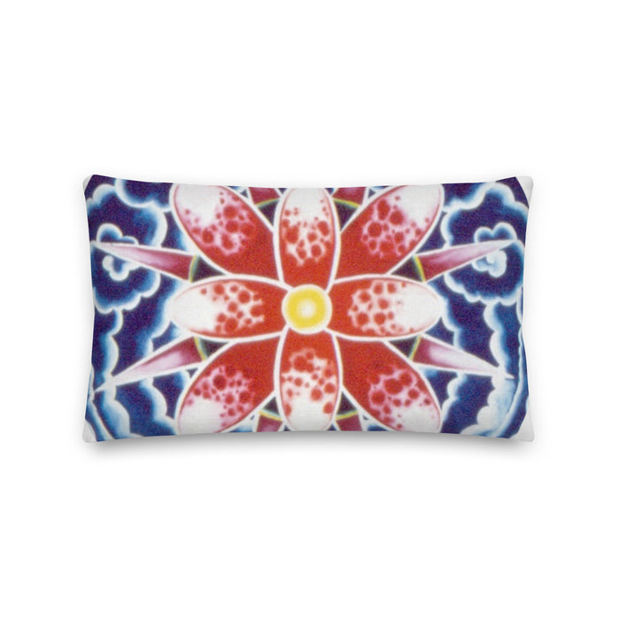 rectangular throw pillow with a colorful floral abstract design